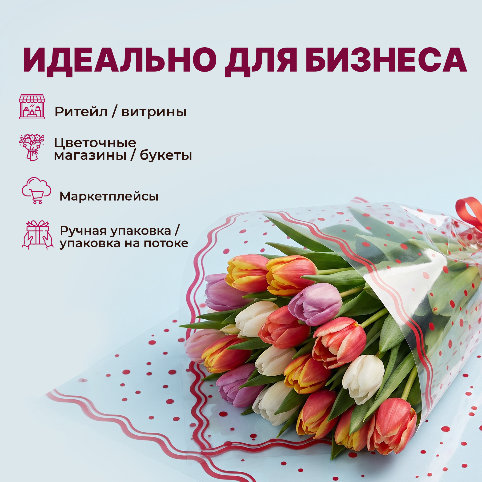 Пленка с рисунком "Горох" 800мм/13,3м/400гр 40мкм (10шт)