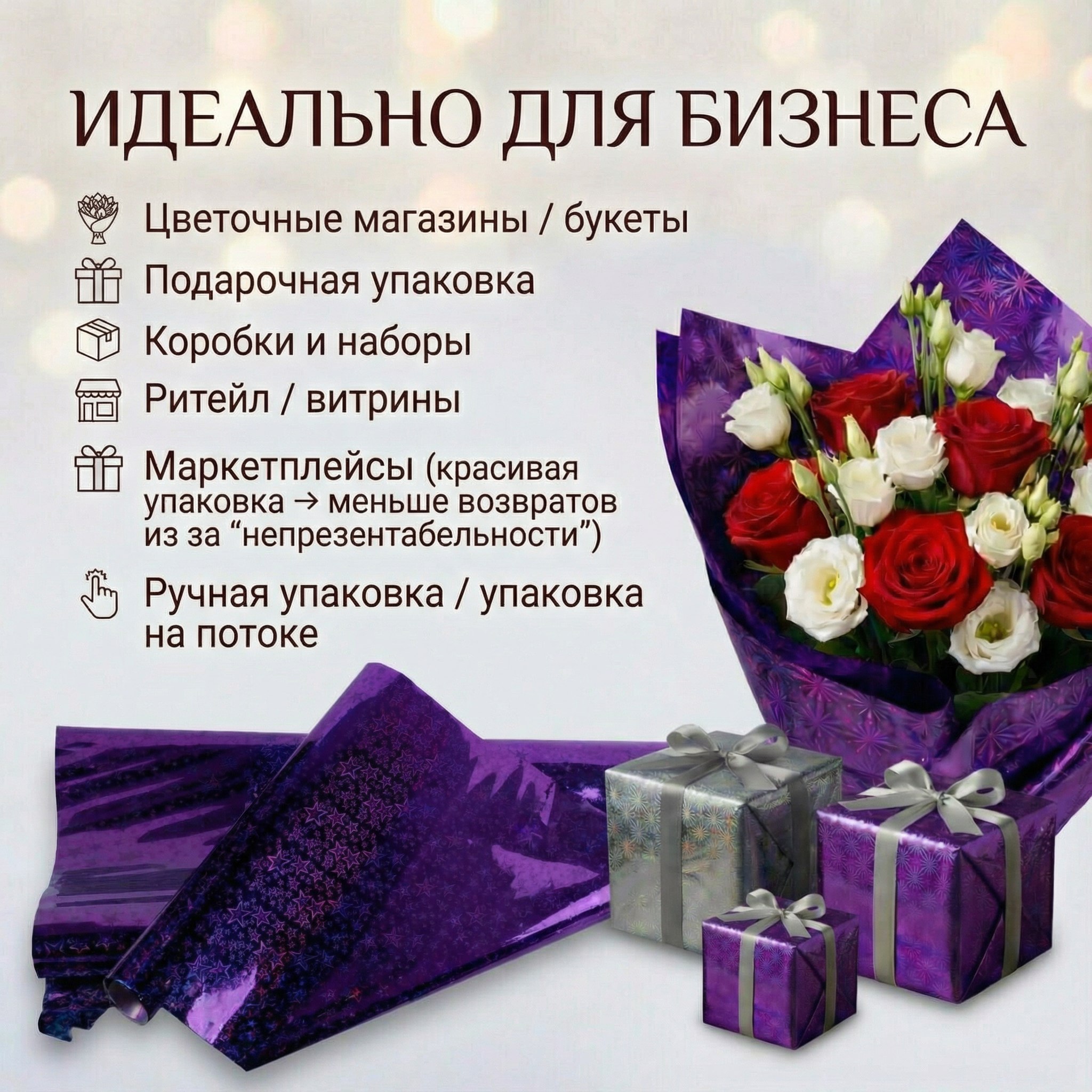 Пленка голограмма 700мм/7,8м/200гр 40мкм (10шт)