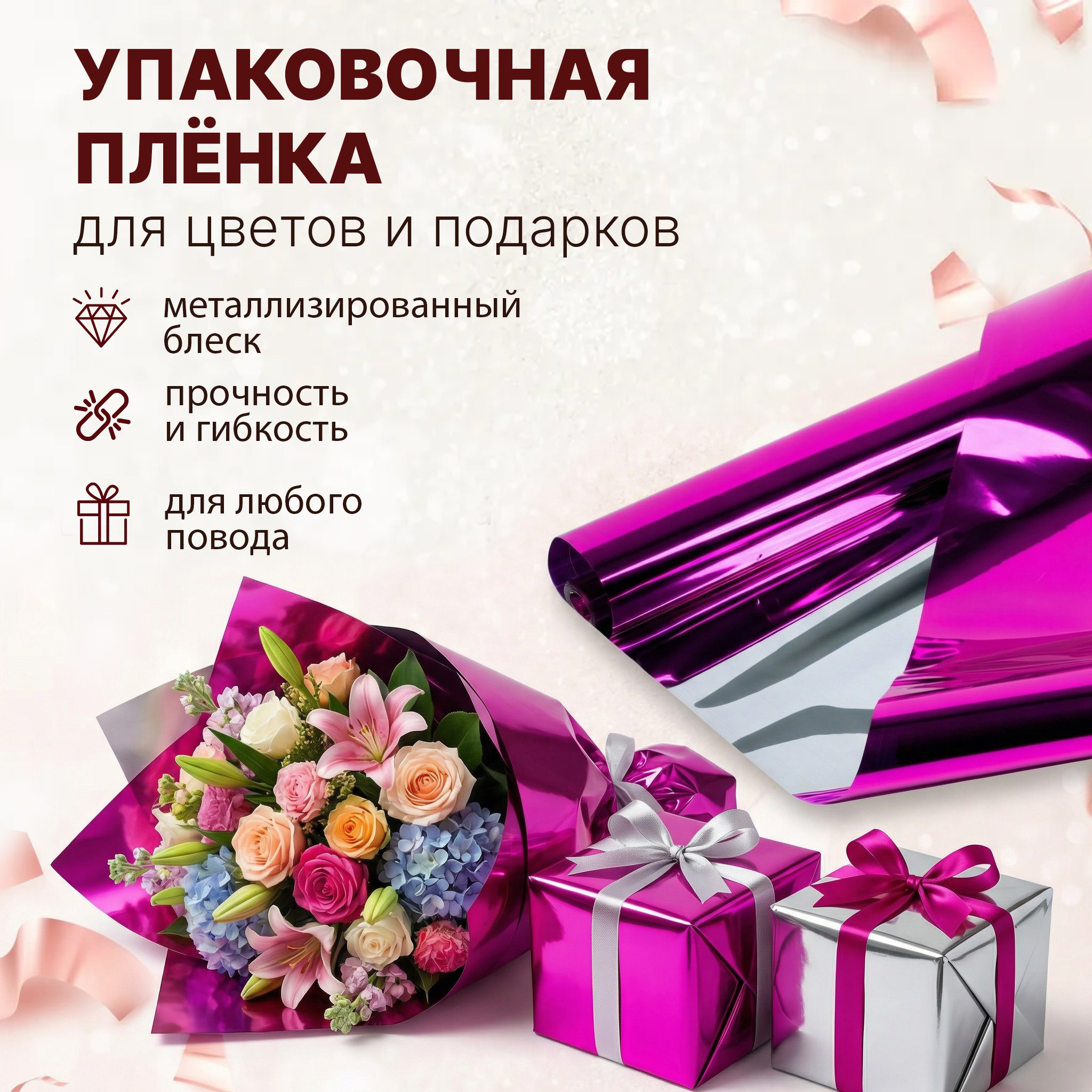 Пленка фольга цветная 700мм/30м/800гр 40мкм (10шт)