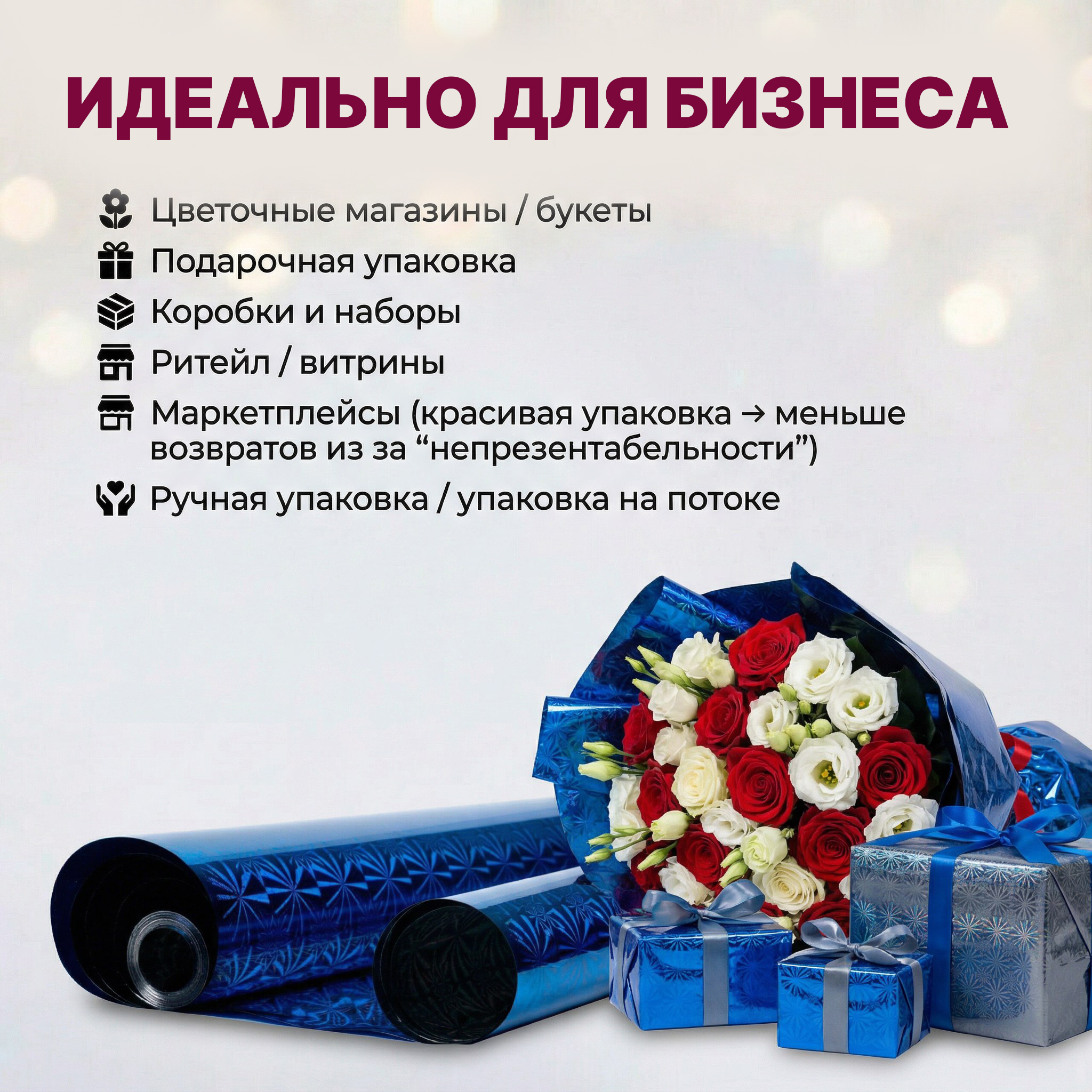 Пленка голограмма 700мм/7,8м/200гр 40мкм (10шт)
