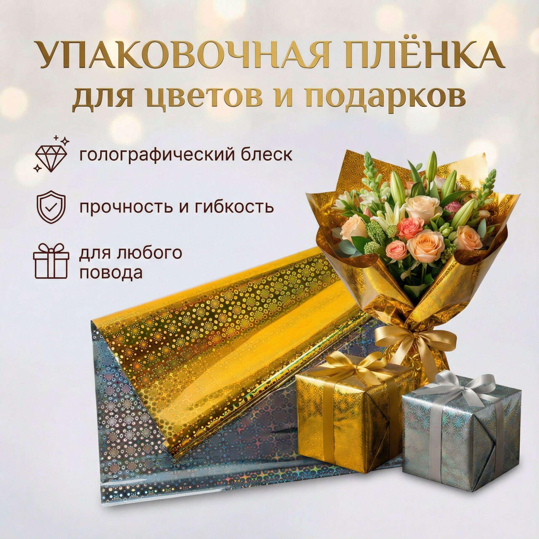 Пленка голограмма 700мм/7,8м/200гр 40мкм (10шт)