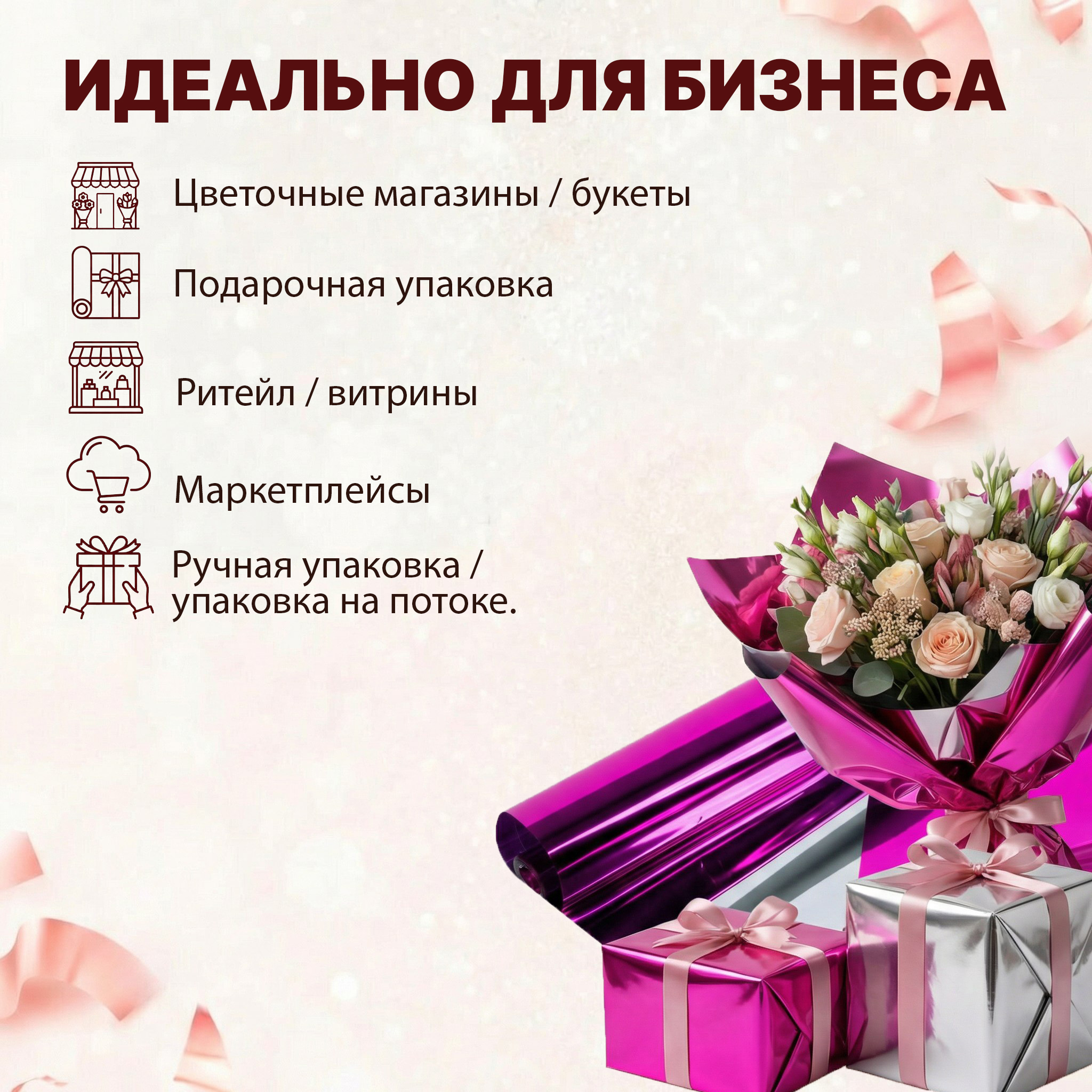 Пленка фольга цветная 700мм/7,5м/200гр 40мкм (10шт)