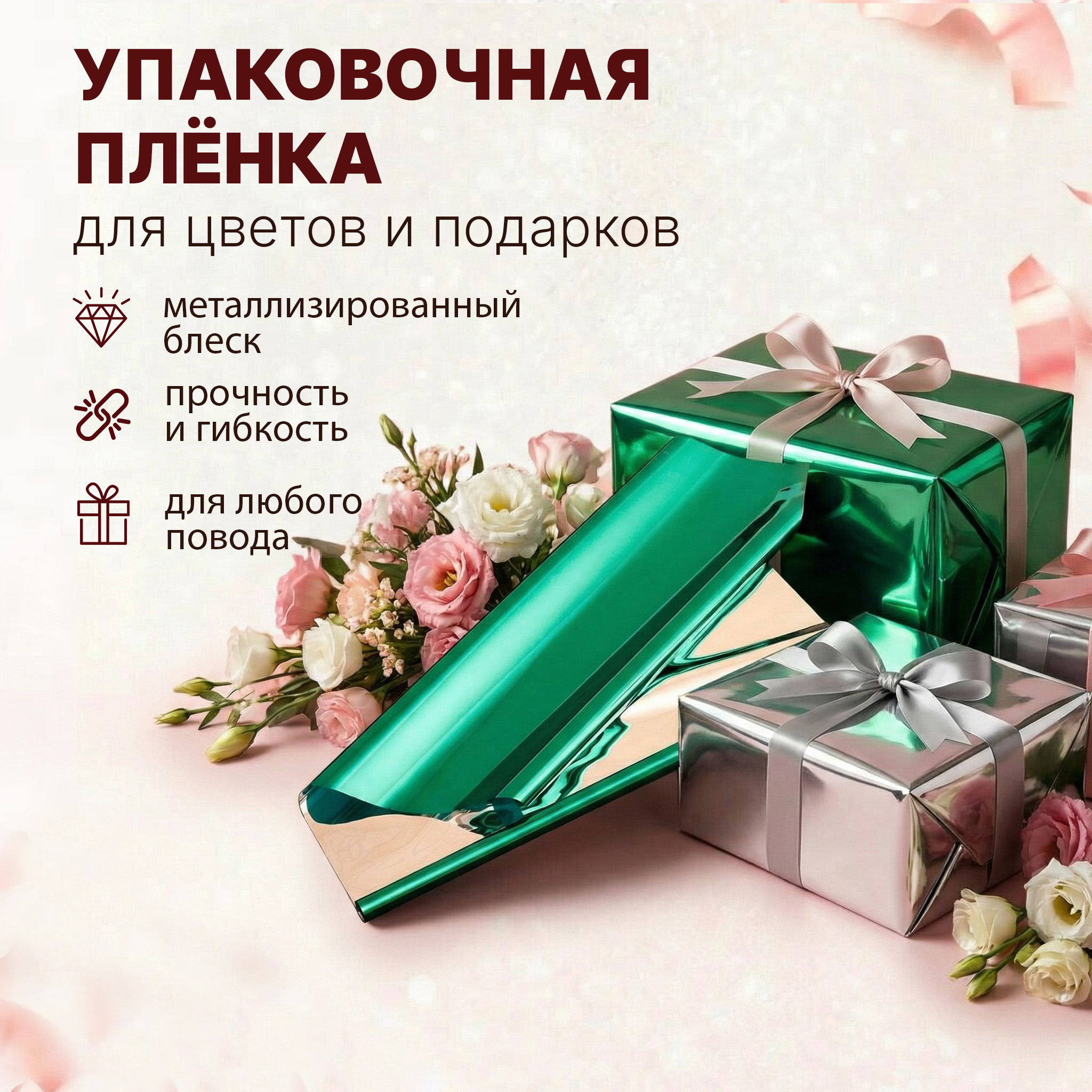 Пленка фольга цветная 700мм/15м/400гр 40мкм (10шт)