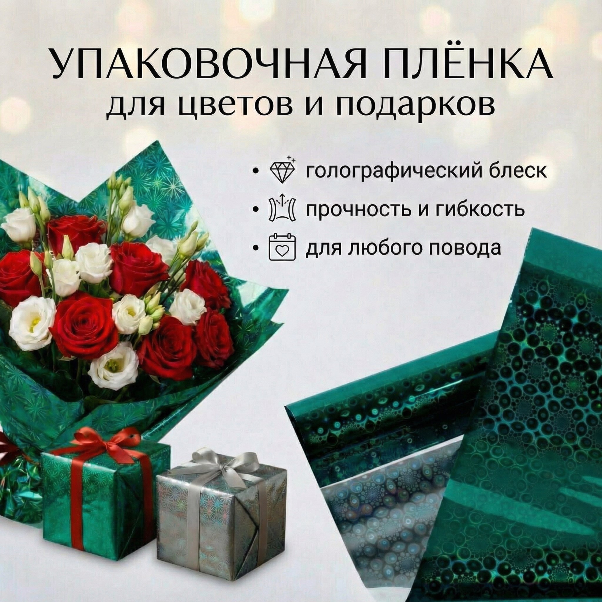 Пленка голограмма 700мм/7,8м/200гр 40мкм (10шт)