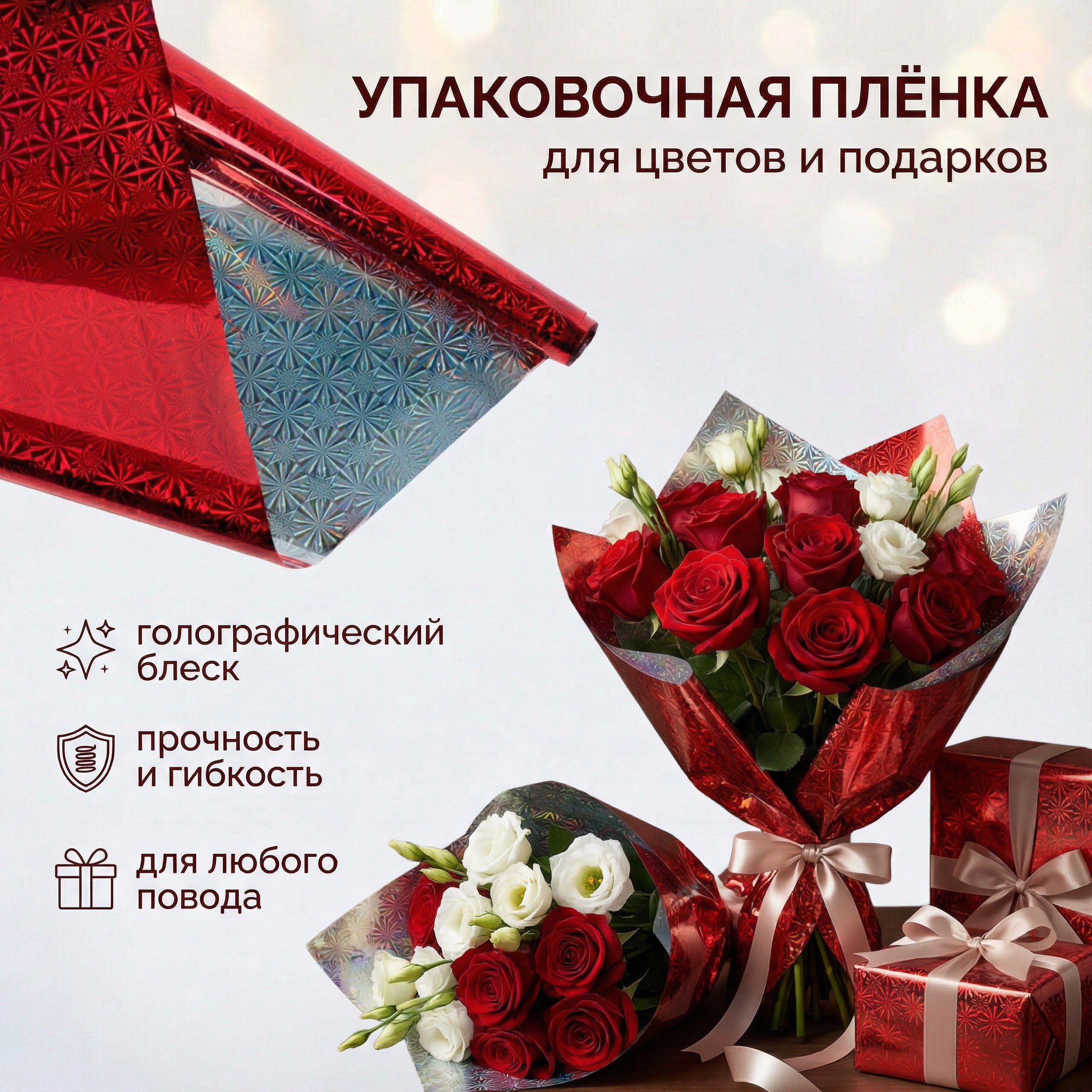 Пленка голограмма 700мм/7,8м/200гр 40мкм (10шт)