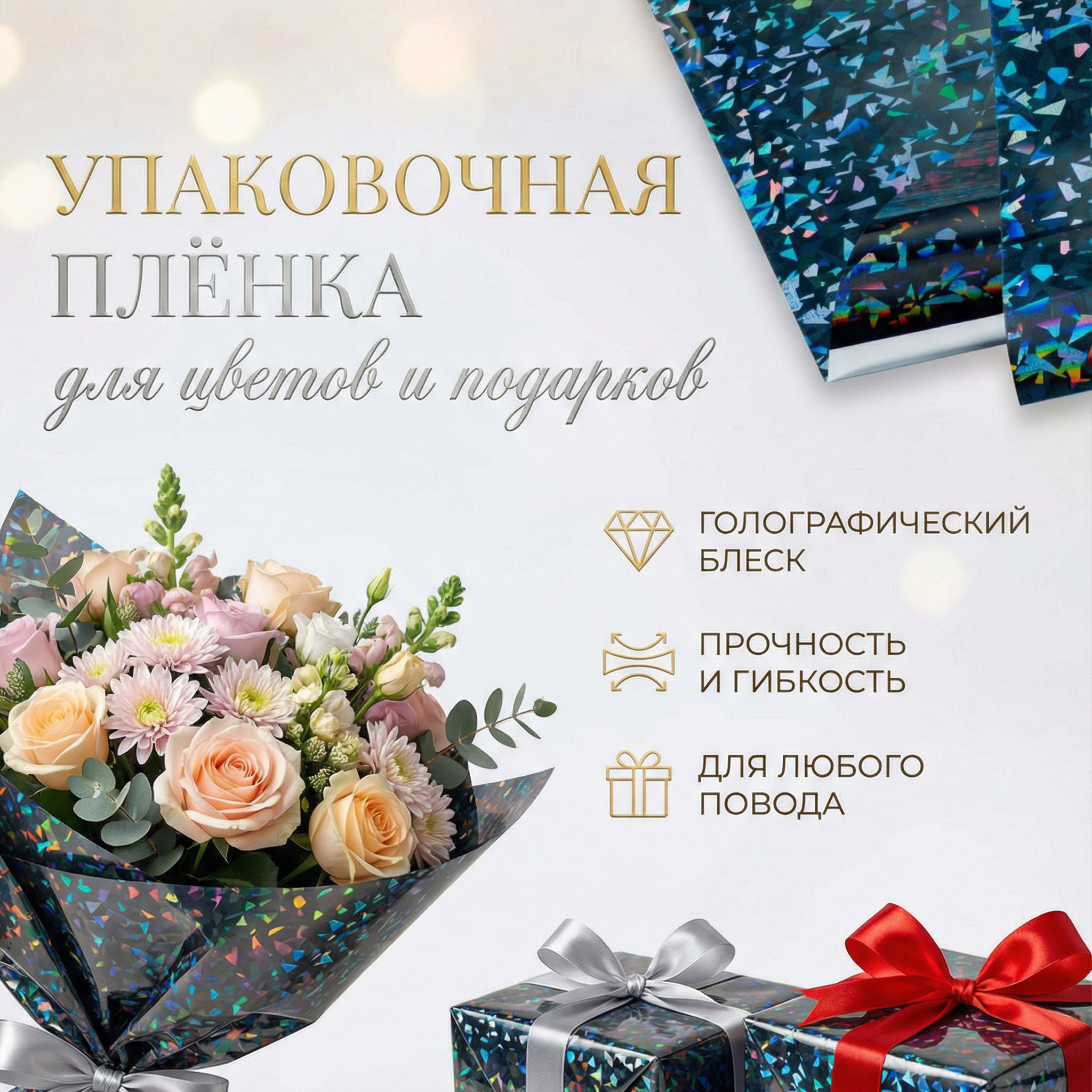 Пленка голограмма 700мм/7,8м/200гр 40мкм (10шт)