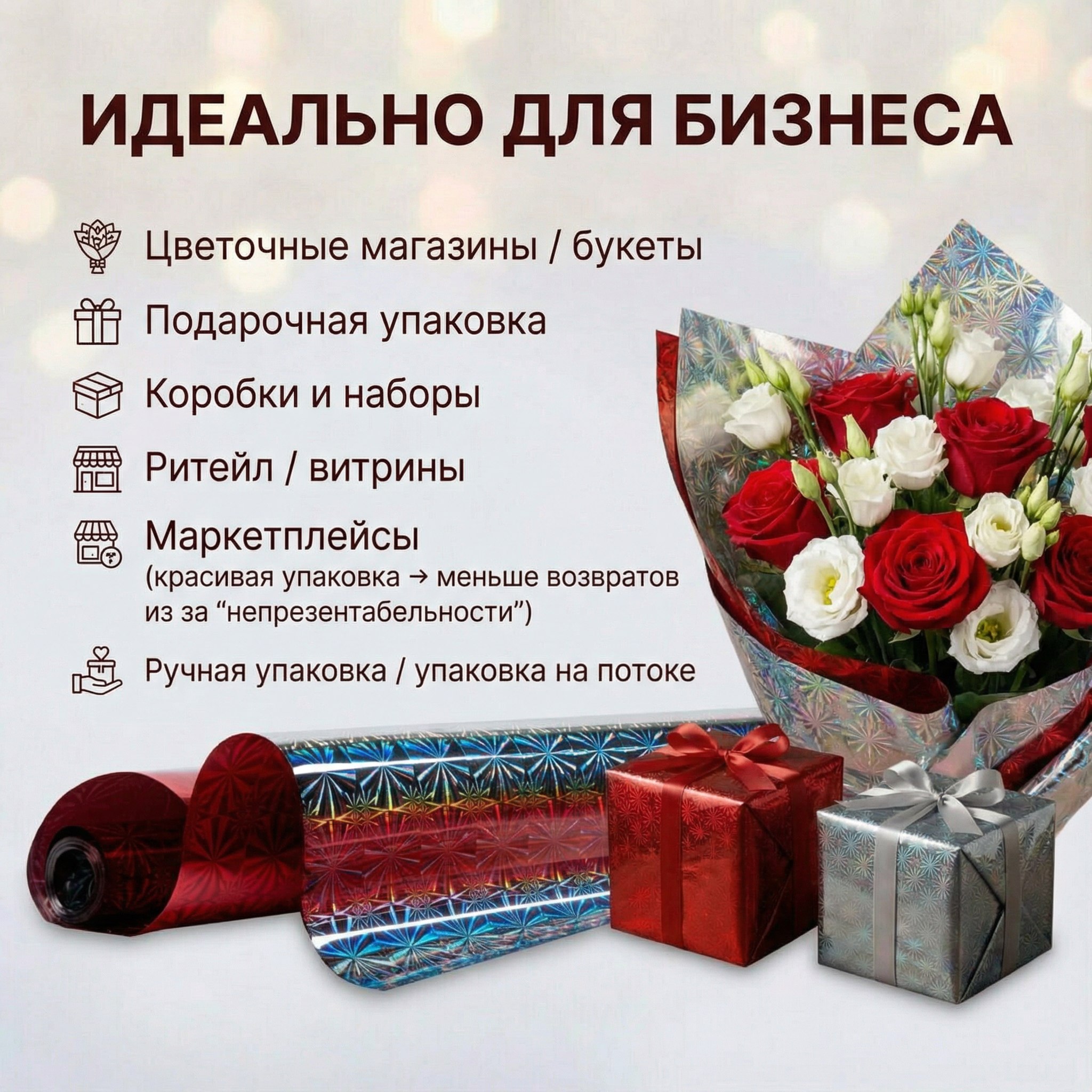 Пленка голограмма 700мм/7,8м/200гр 40мкм (10шт)