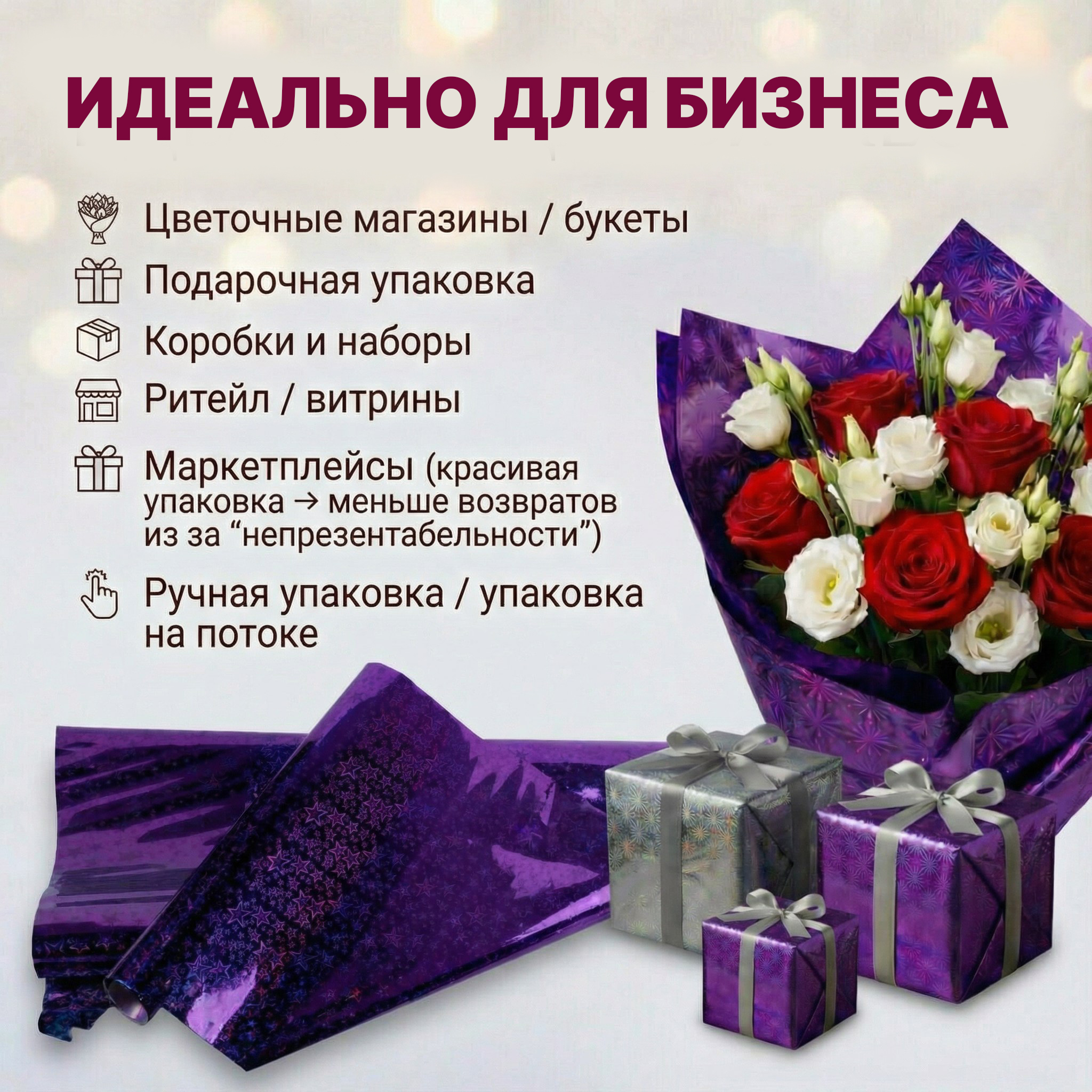 Пленка голограмма 700мм/7,8м/200гр 40мкм (10шт)