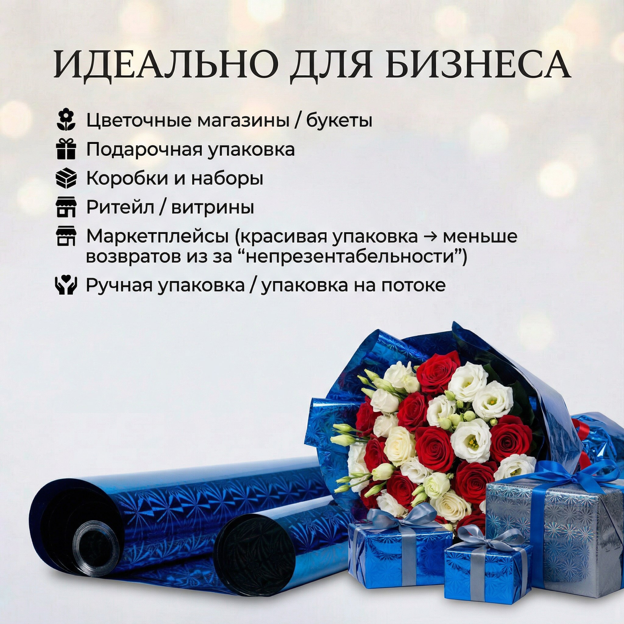 Пленка голограмма 700мм/7,8м/200гр 40мкм (10шт)