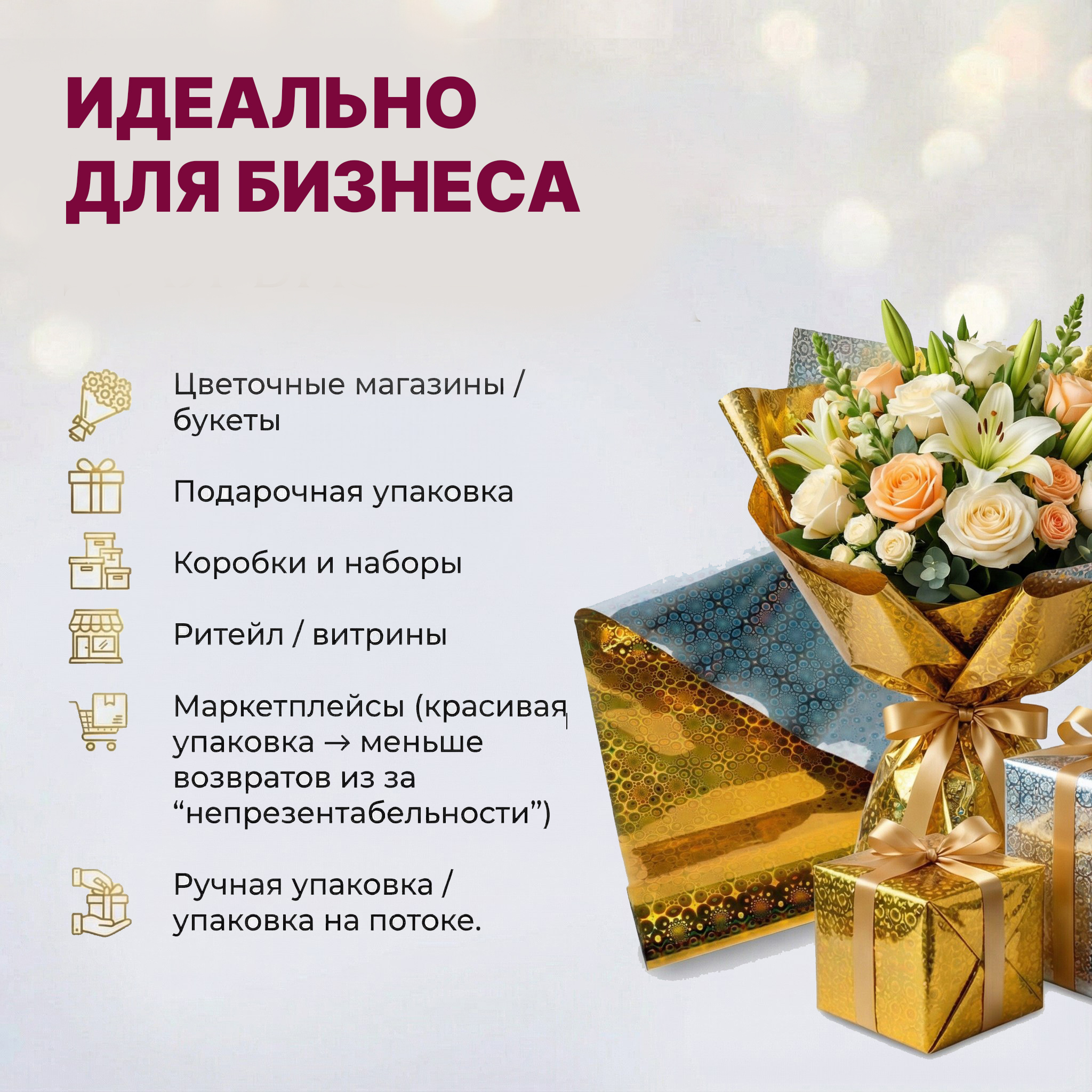 Пленка голограмма 700мм/7,8м/200гр 40мкм (10шт)