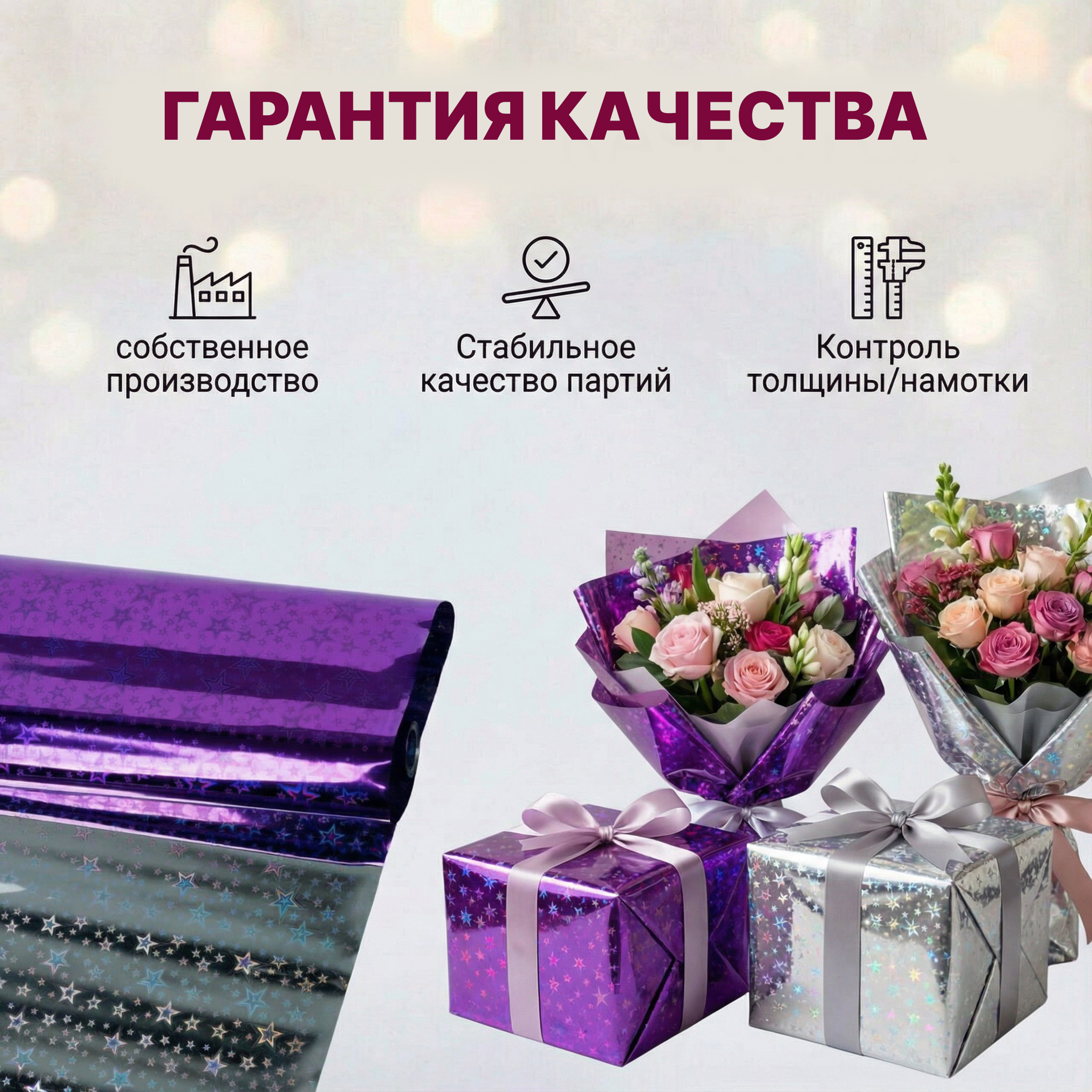 Пленка голограмма 700мм/7,8м/200гр 40мкм (10шт)