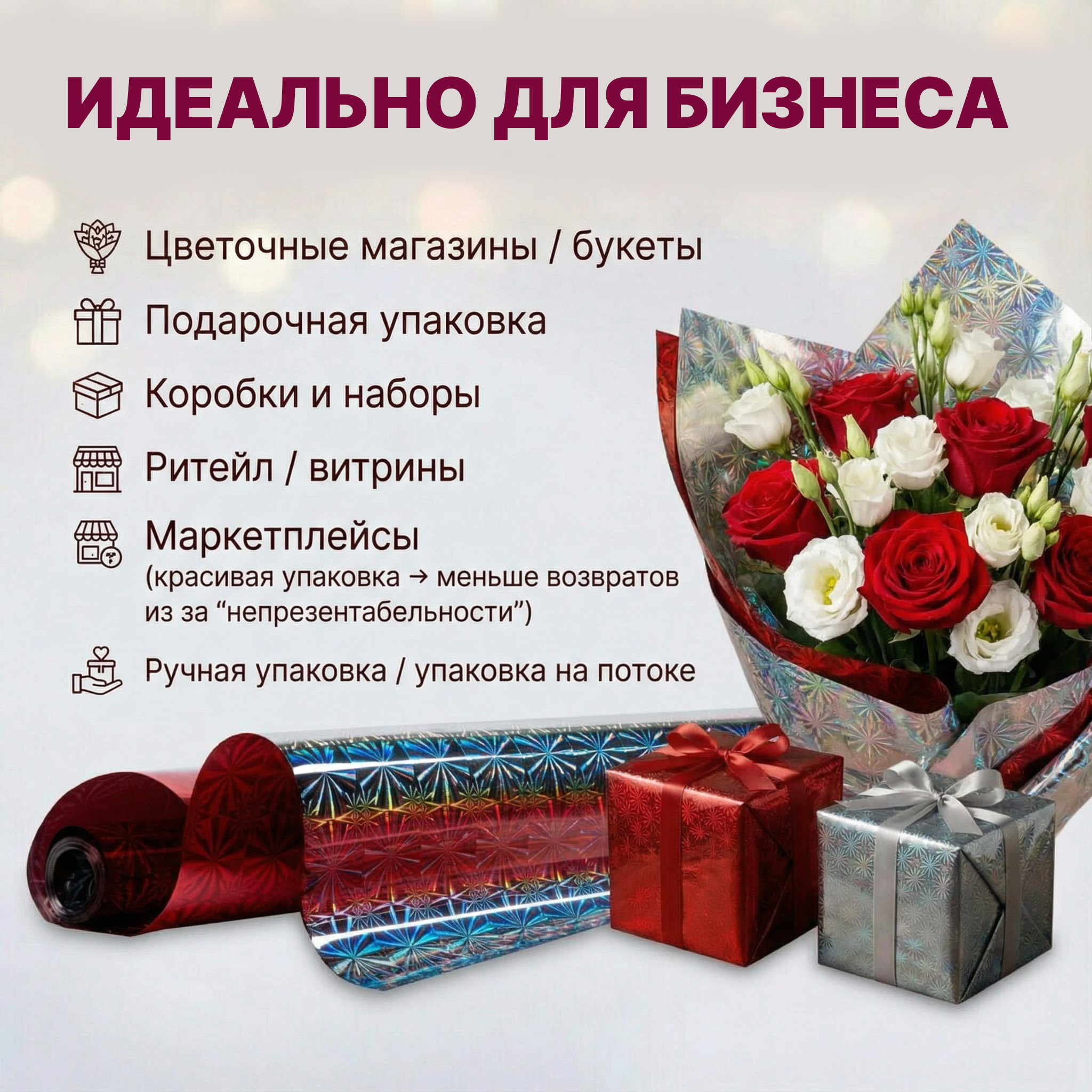 Пленка голограмма 700мм/7,8м/200гр 40мкм (10шт)
